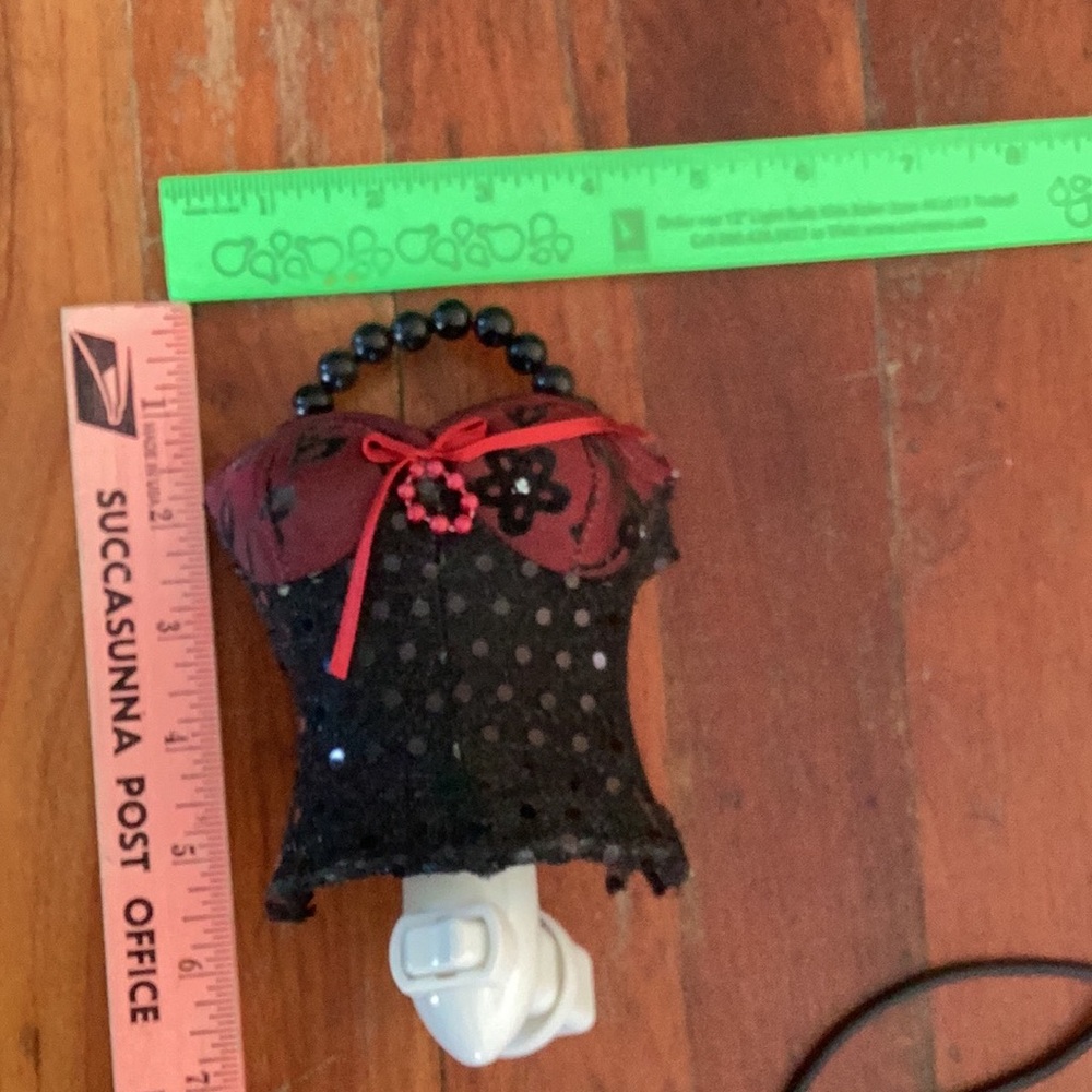 Corset Bustier BOUDOIR Night Light Bead Handle Burgundy & Black SEXY MOOD LIGHT